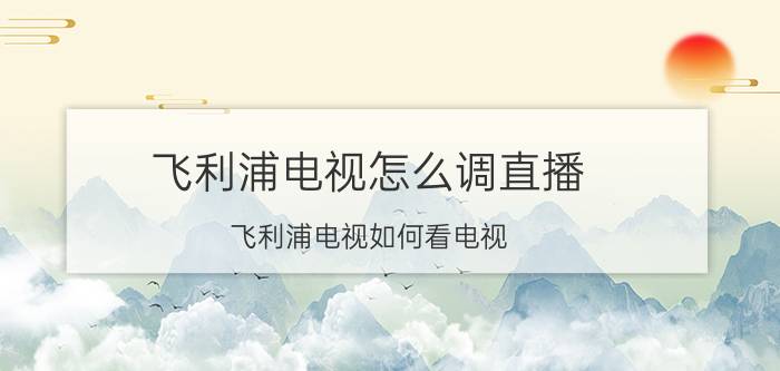 飞利浦电视怎么调直播 飞利浦电视如何看电视？